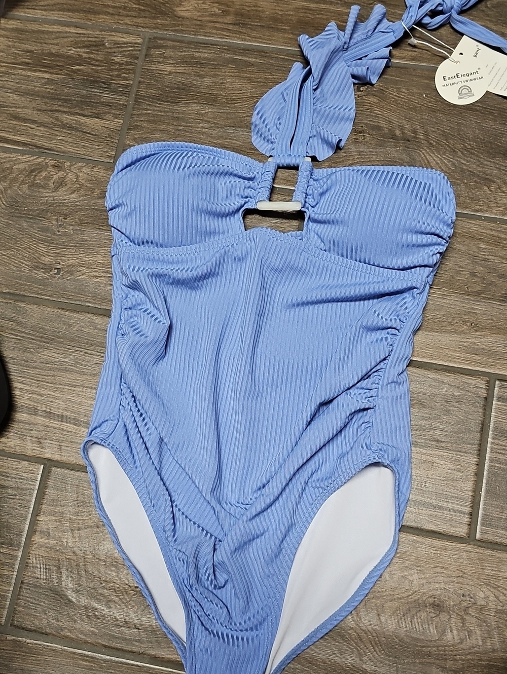 Ribbed One-Piece MATERNITY Swimsuit in Periwinkle Blue